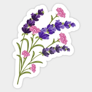 Lavender And Morning Glory Flowers Sticker